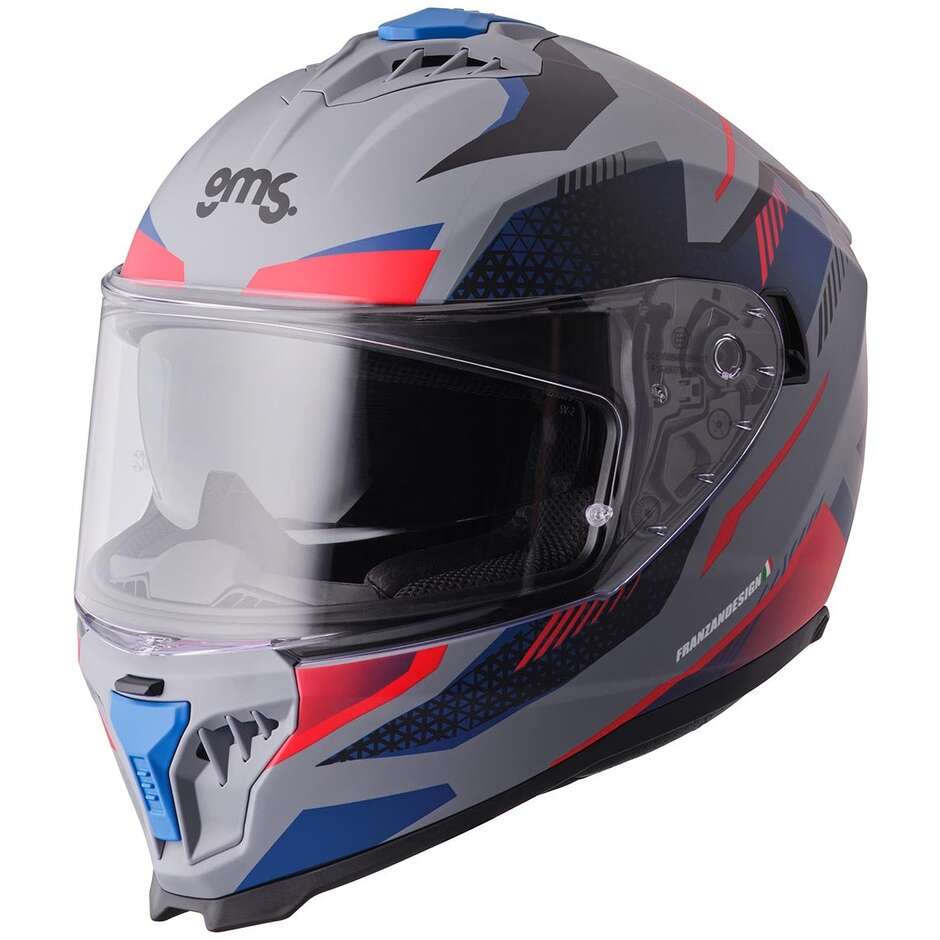 Casco Moto Integrale Gelero grigio opaco blu rosso taglia S