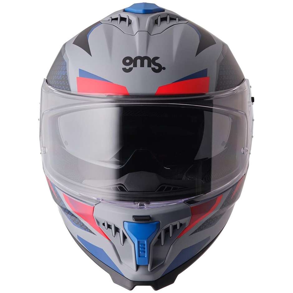 Casco Moto Integrale GMS Gelero grigio opaco blu rosso