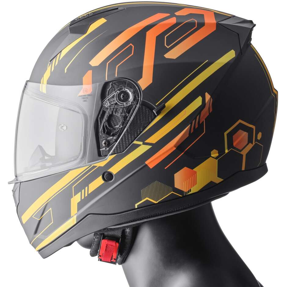 Casco Moto Integrale Hexago Graphic Giallo Arancio taglia XL