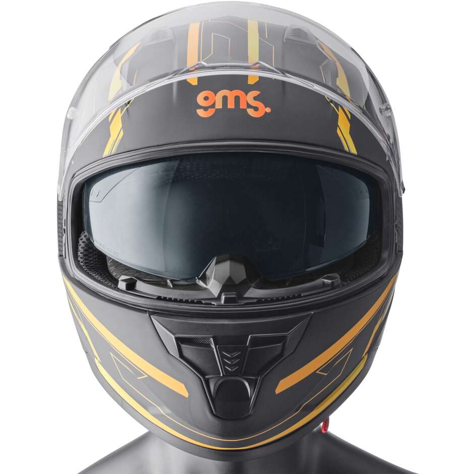 Casco Moto Integrale Gms Hexago Graphic Giallo Arancio 