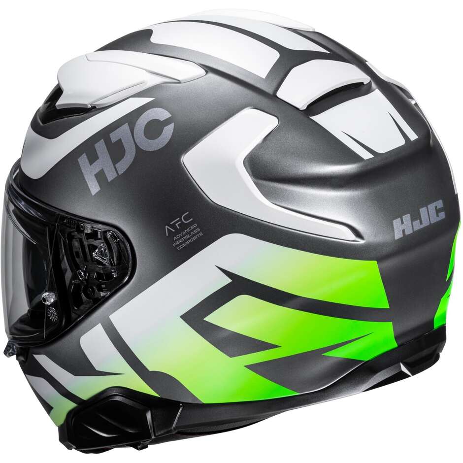 Casco Moto Integrale Hjc F71 BARD MC4HSF Bianco Nero Verde Opaco