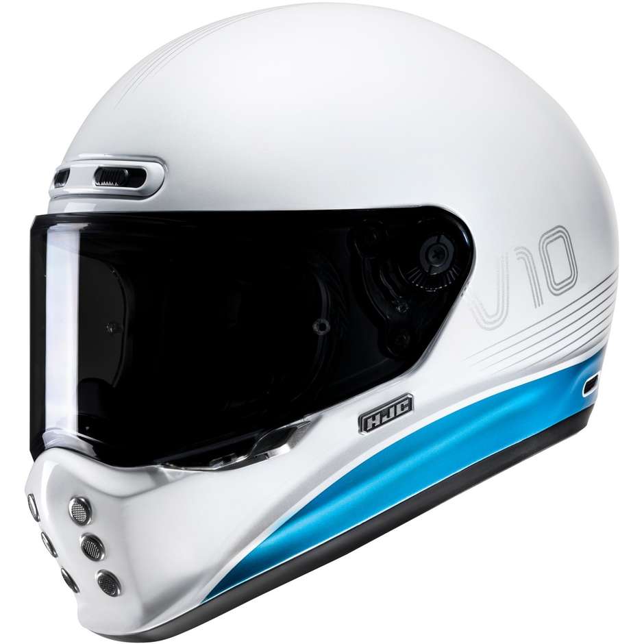 Casco Moto Integrale Hjc V10 TAMI MC2 Bianco Azzurro