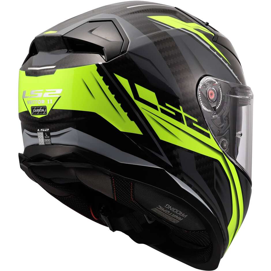 Casco Moto Integrale In Carbonio LS2 FF811 VECTOR II C SAVAGE Giallo Fluo