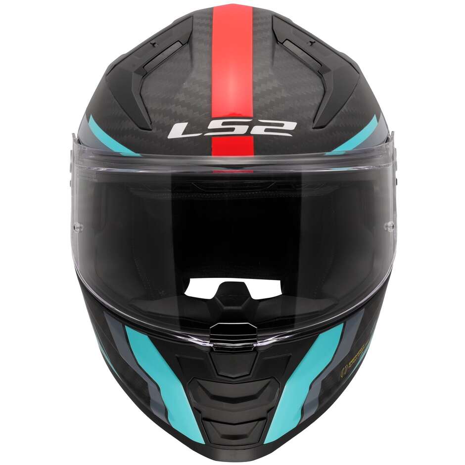 Casco Moto Integrale In Carbonio LS2 FF811 VECTOR II CARBON GRID Rosso Cyan