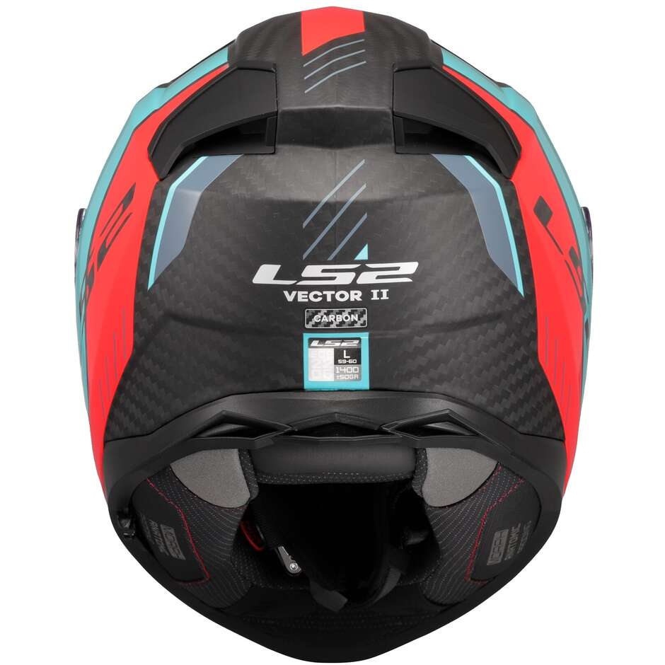 Casco Moto Integrale In Carbonio LS2 FF811 VECTOR II CARBON GRID Rosso Cyan