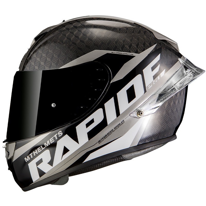 Casco Moto Integrale in Fibra MT Helmets RAPIDE PRO CARBON C2 Grigio Lucido