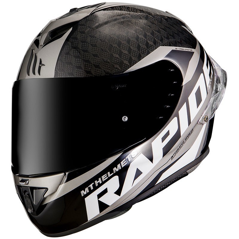 Casco Moto Integrale in Fibra MT Helmets RAPIDE PRO CARBON C2 Grigio Lucido