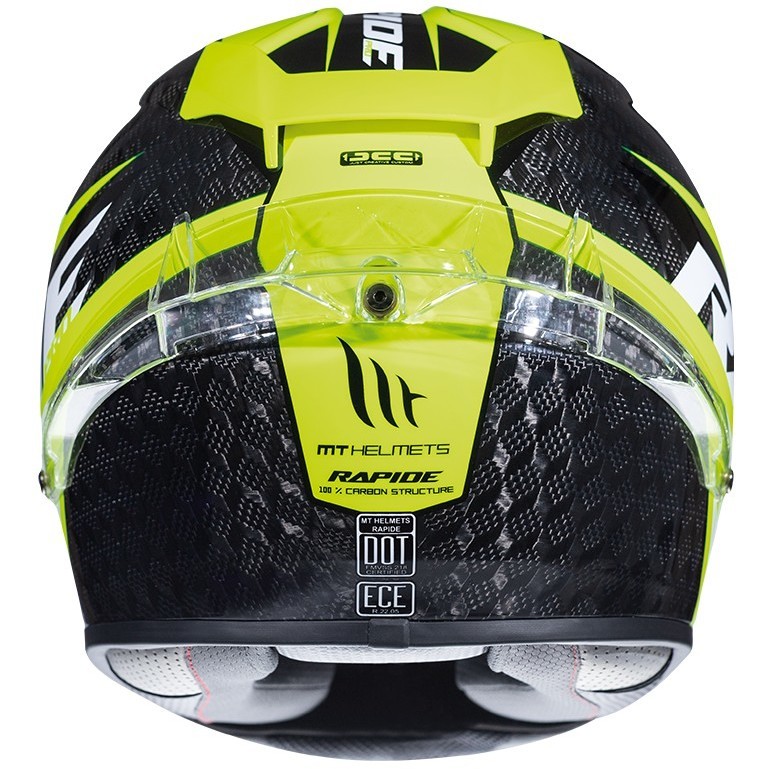 Casco Moto Integrale in Fibra MT Helmets RAPIDE PRO CARBON C3 Nero Giallo Fluo Lucido