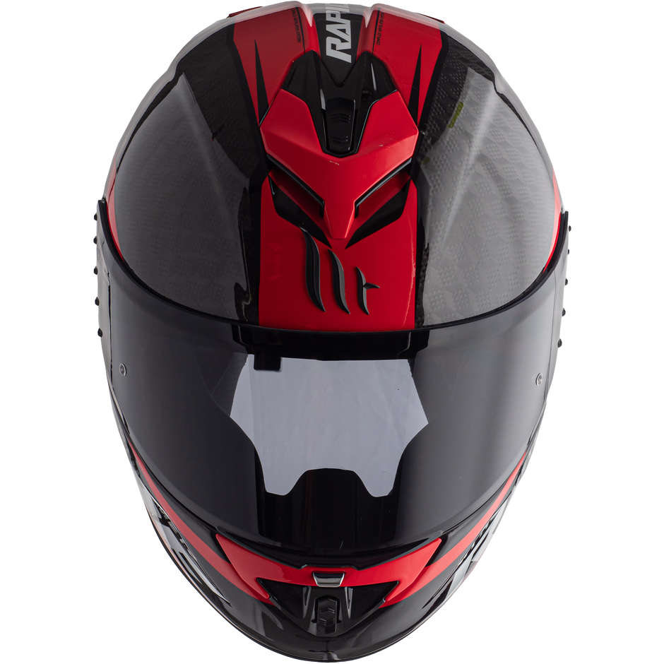 Casco Moto Integrale in Fibra MT Helmets RAPIDE PRO CARBON C5 Nero Rosso Lucido