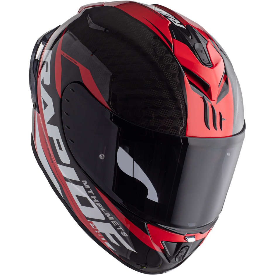 Casco Moto Integrale in Fibra MT Helmets RAPIDE PRO CARBON C5 Nero Rosso Lucido