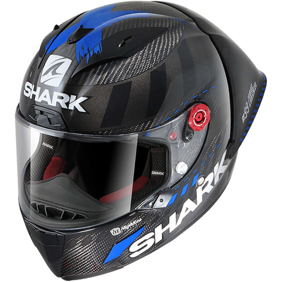 Casco Moto Integrale In Fibra Shark RACE-R PRO GP LORENZO WINTER TEST 99 Carbon Antracite Blu