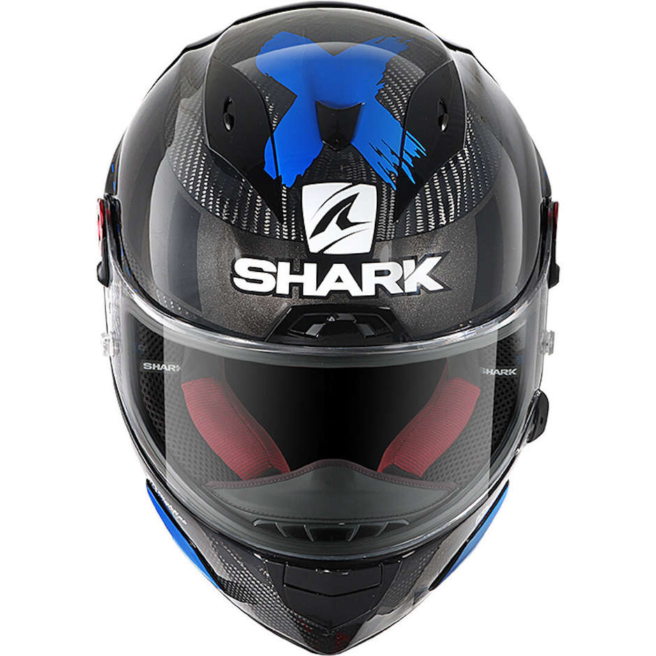 Casco Moto Integrale In Fibra Shark RACE-R PRO GP LORENZO WINTER TEST 99 Carbon Antracite Blu