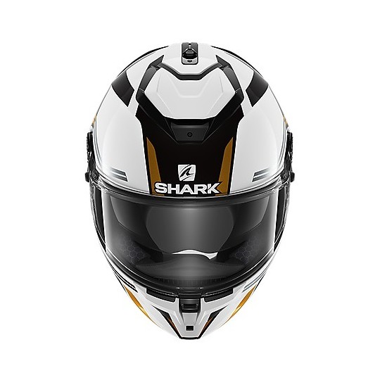 Casco Moto Integrale in Fibra Shark SPARTAN GT Tracker Bianco Oro