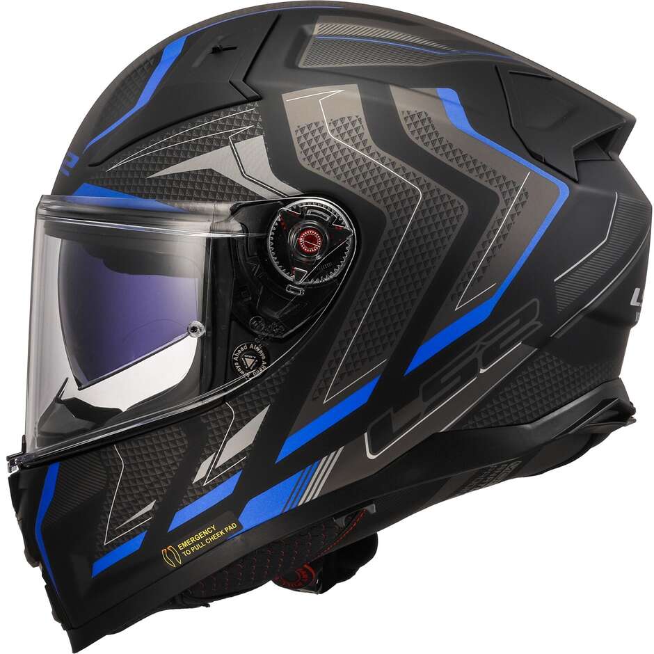 Casco Moto Integrale In HPFC Ls2 FF811 VECTOR II ALIZER Nero Opaco Blu Metal