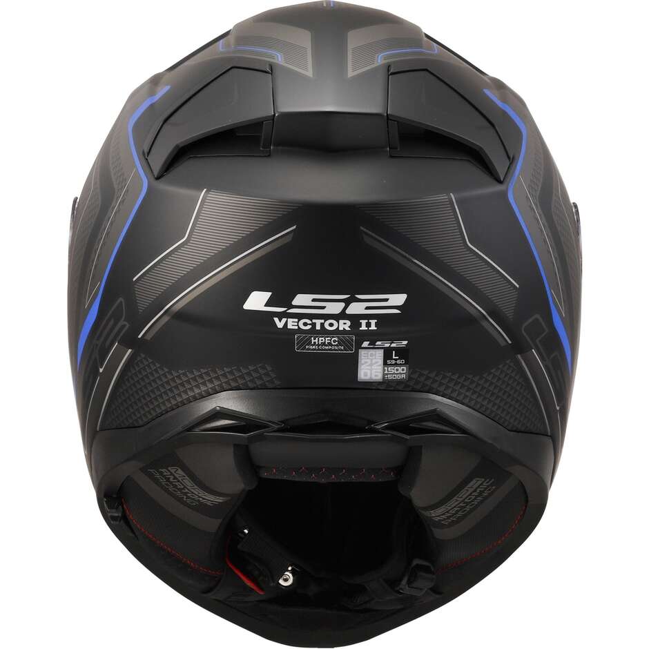 Casco Moto Integrale In HPFC Ls2 FF811 VECTOR II ALIZER Nero Opaco Blu Metal