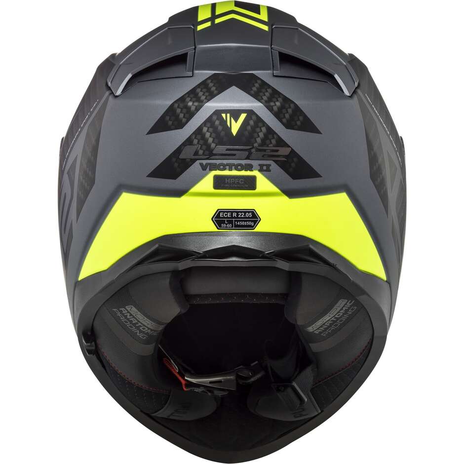 Casco Moto Integrale  In HPFC Ls2 FF811 VECTOR II Splitter Titanio Opaco Giallo Fluo
