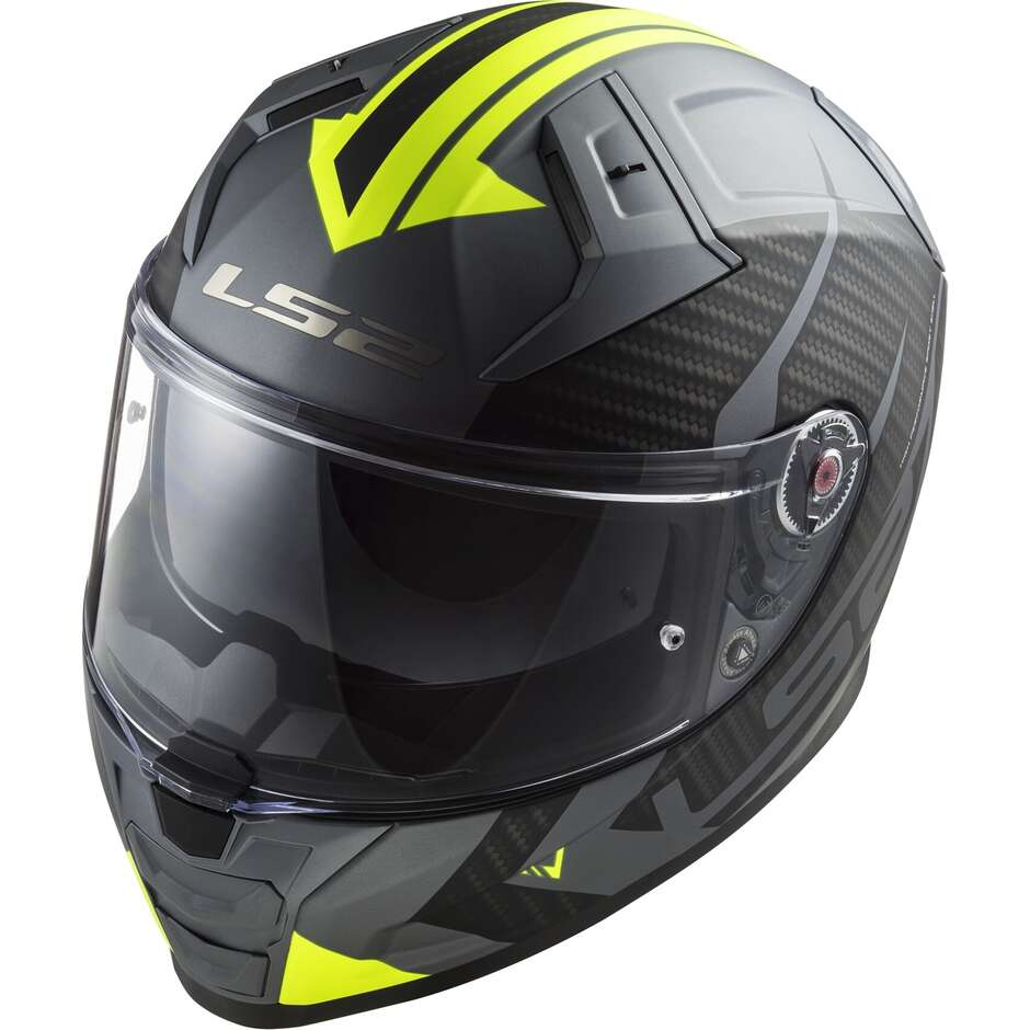 Casco Moto Integrale  In HPFC Ls2 FF811 VECTOR II Splitter Titanio Opaco Giallo Fluo