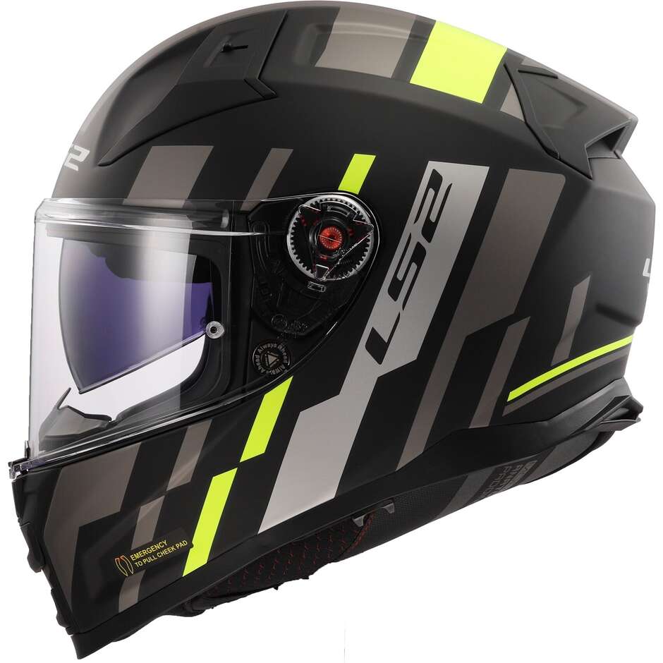 Casco Moto Integrale In HPFC Ls2 FF811 VECTOR II TRON Nero Opaco Giallo Fluo