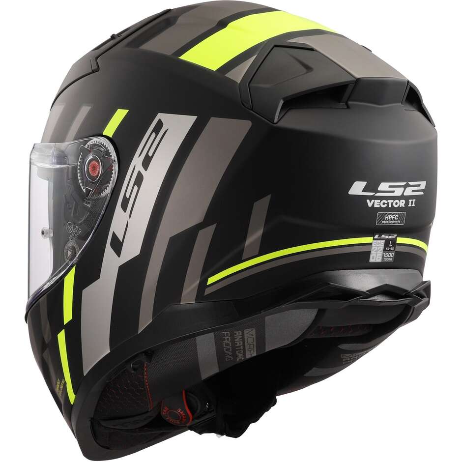 Casco Moto Integrale In HPFC Ls2 FF811 VECTOR II TRON Nero Opaco Giallo Fluo