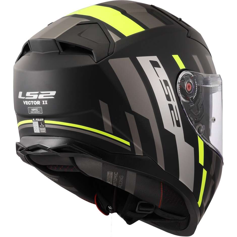 Casco Moto Integrale In HPFC Ls2 FF811 VECTOR II TRON Nero Opaco Giallo Fluo