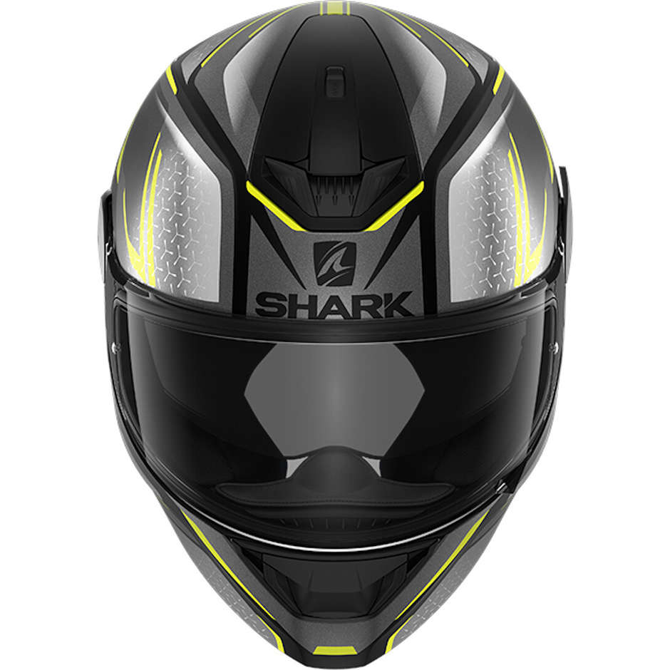 Casco Moto Integrale In Shark D-SKWAL 2 DAVEN Nero Opaco Antracite Giallo