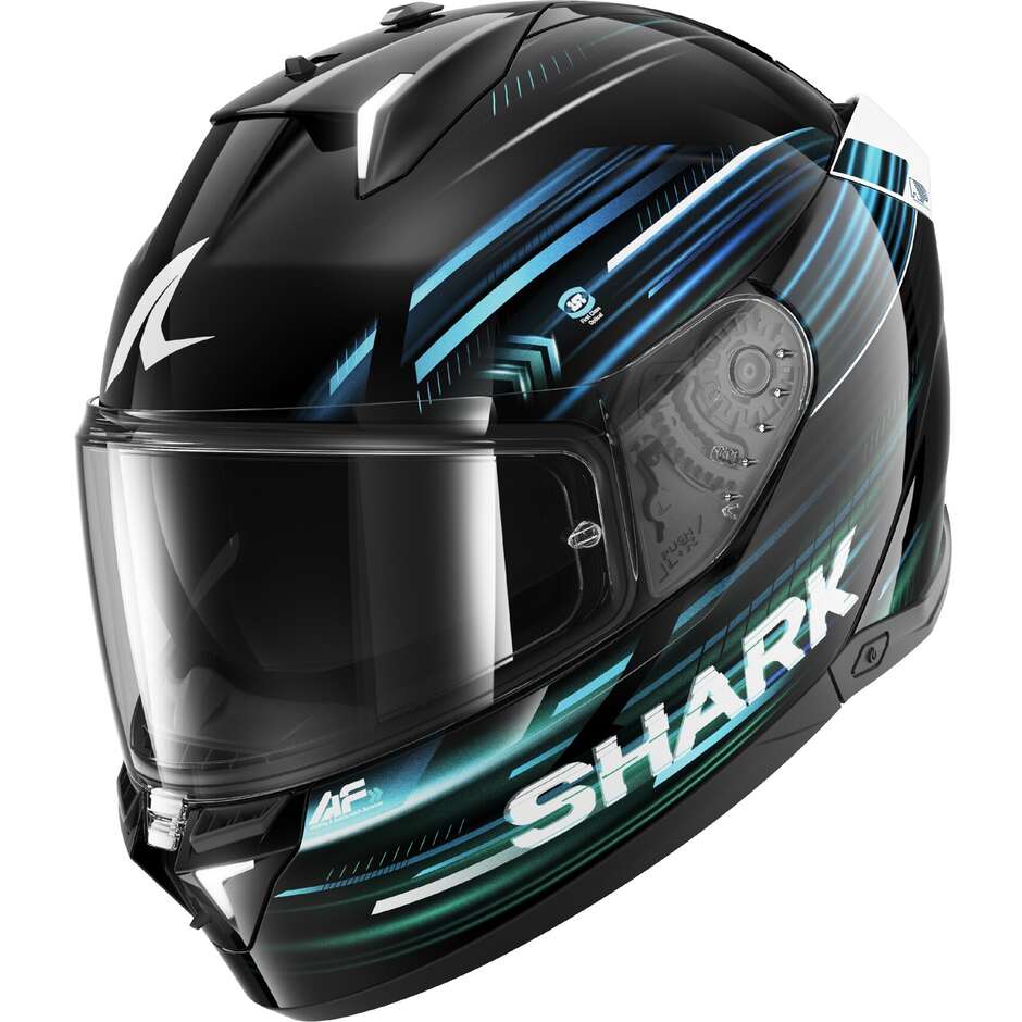 Casco Moto Integrale In Shark SKWAL i3 LIGHT-BLUR Nero Blu Verde