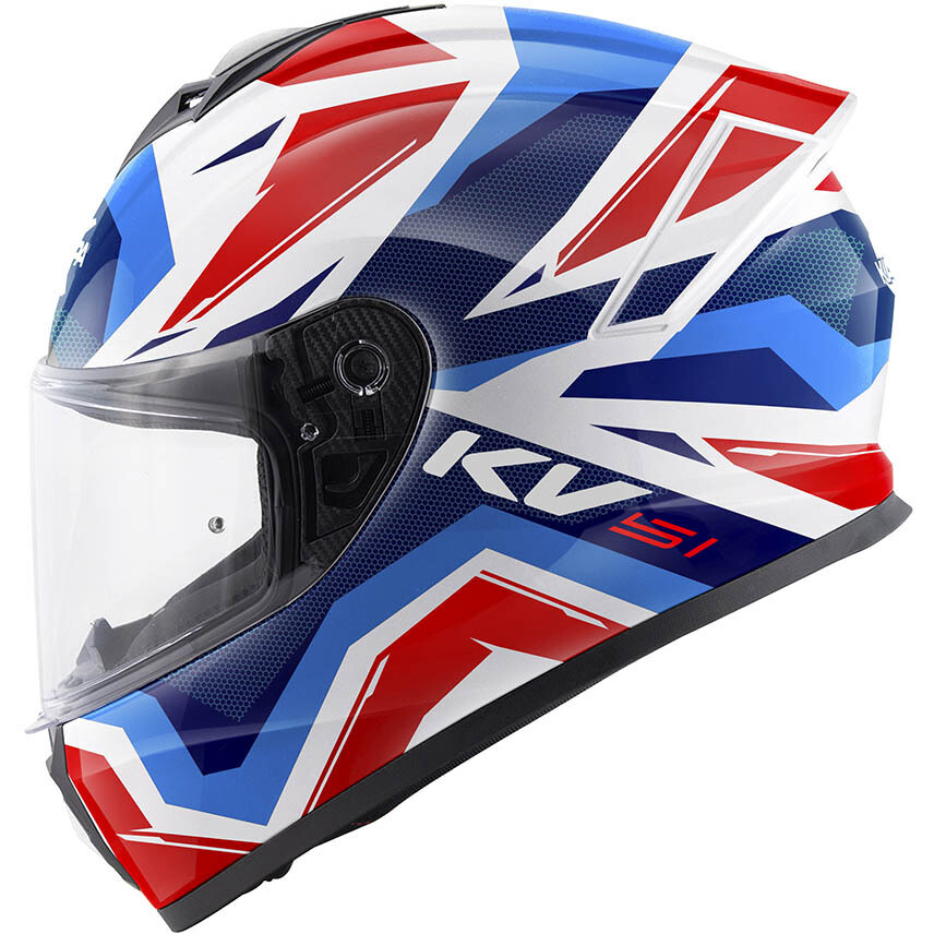 Casco Moto Integrale Kappa KV51 INSERT Bianco Lucido Rosso Blu