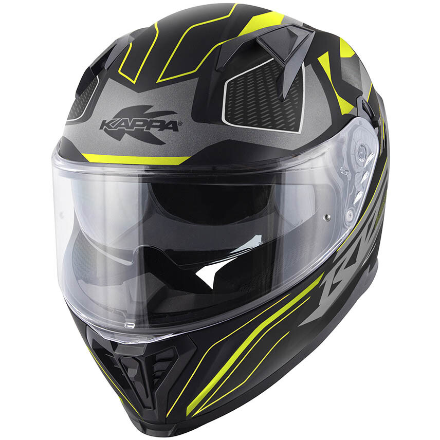 Casco Moto Integrale Kappa KV52 ATLANTIC Nero Grigio Titanio Giallo Fluo
