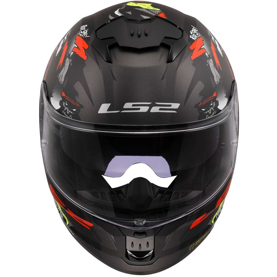 Casco Moto Integrale Ls2 FF808 STREAM II Angry Monkey Nero Opaco Rosso