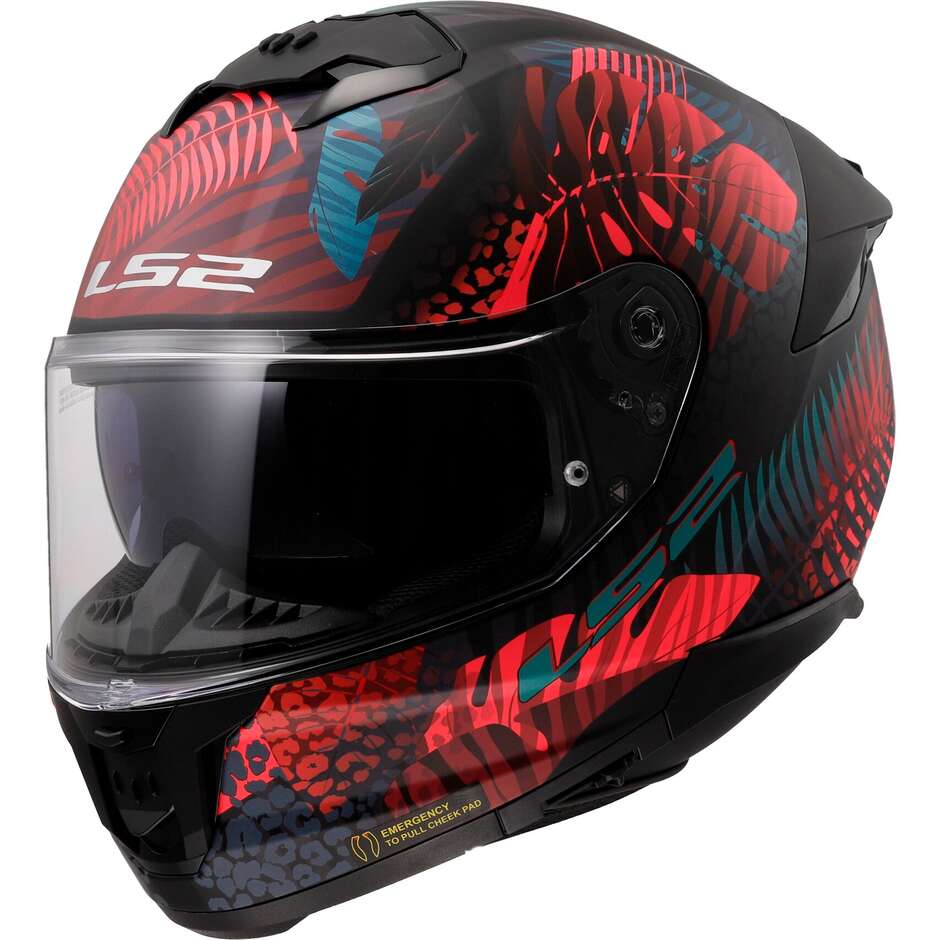 Casco Moto Integrale Ls2 FF808 STREAM II Jungle Nero Opaco Blu Rosa