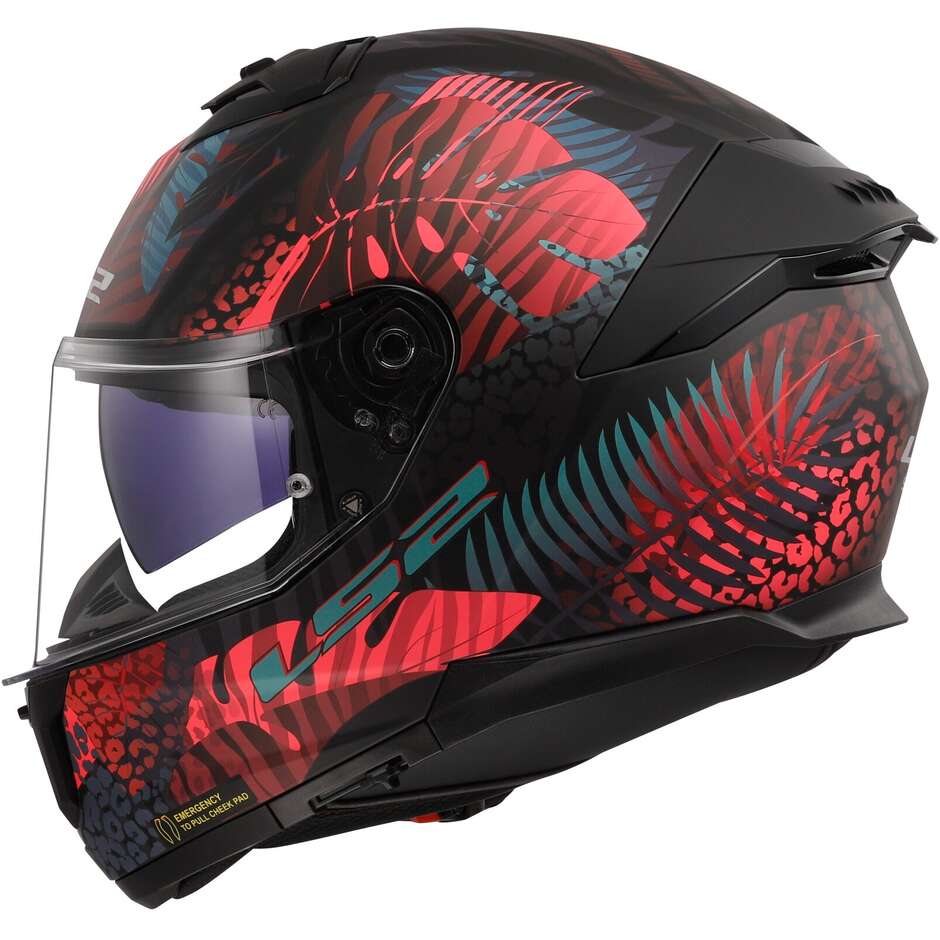 Casco Moto Integrale Ls2 FF808 STREAM II Jungle Nero Opaco Blu Rosa