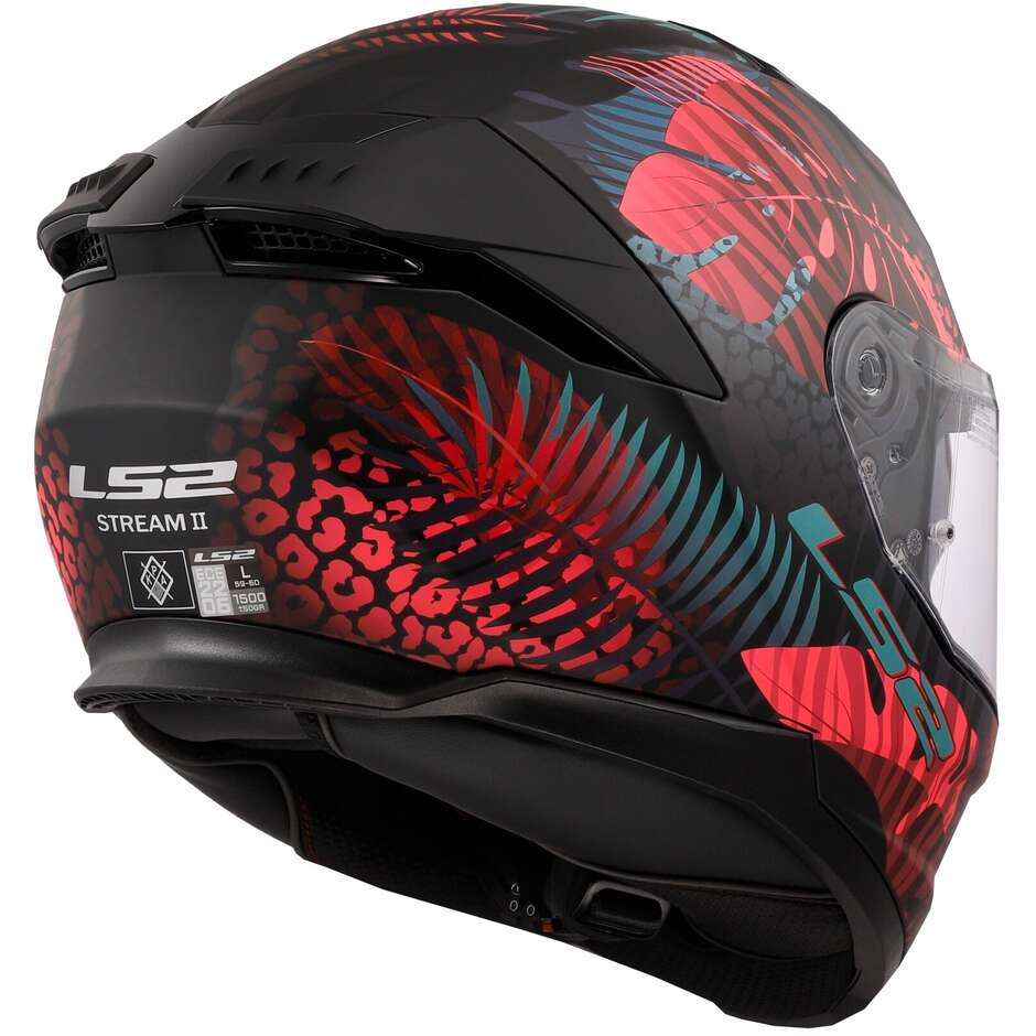 Casco Moto Integrale Ls2 FF808 STREAM II Jungle Nero Opaco Blu Rosa