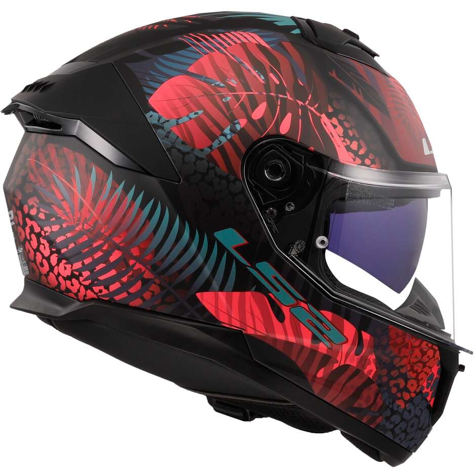 Casco Moto Integrale Ls2 FF808 STREAM II Jungle Nero Opaco Blu Rosa