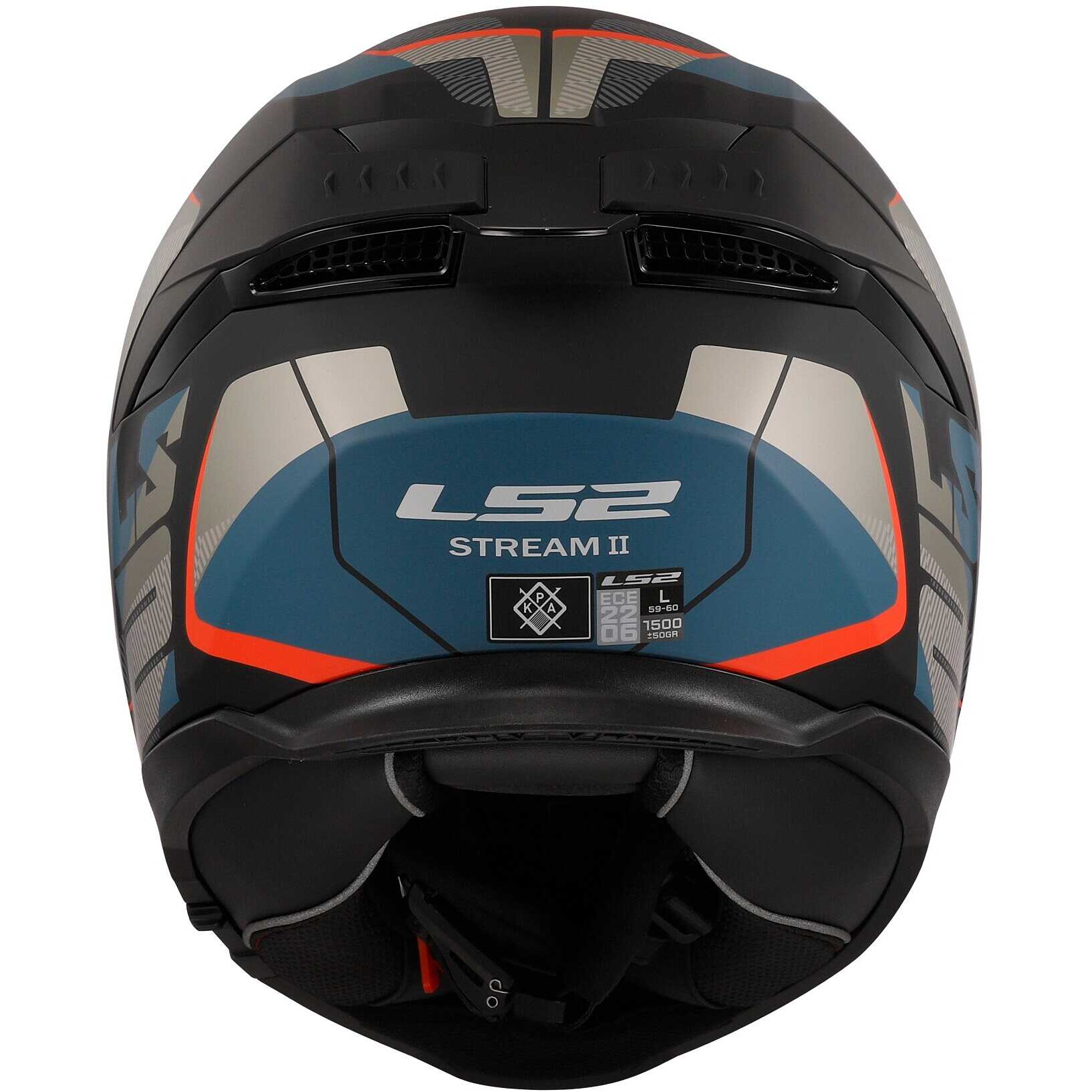 Casco Moto Integrale LS2 STREAM II | Taglia L | Nero Blu | Omologato ECE 22.06 | Doppia Visiera - Foto 6