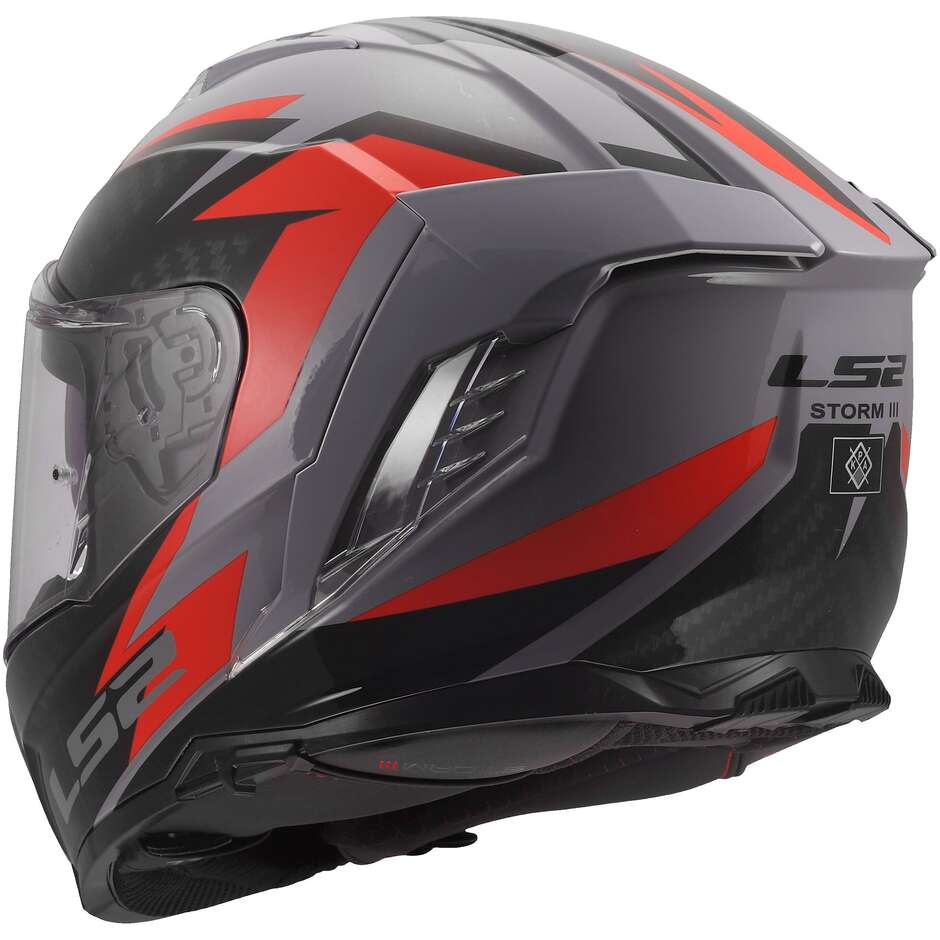 Casco Moto Integrale LS2 FF818 STORM III DYNAMO Grigio Rosso