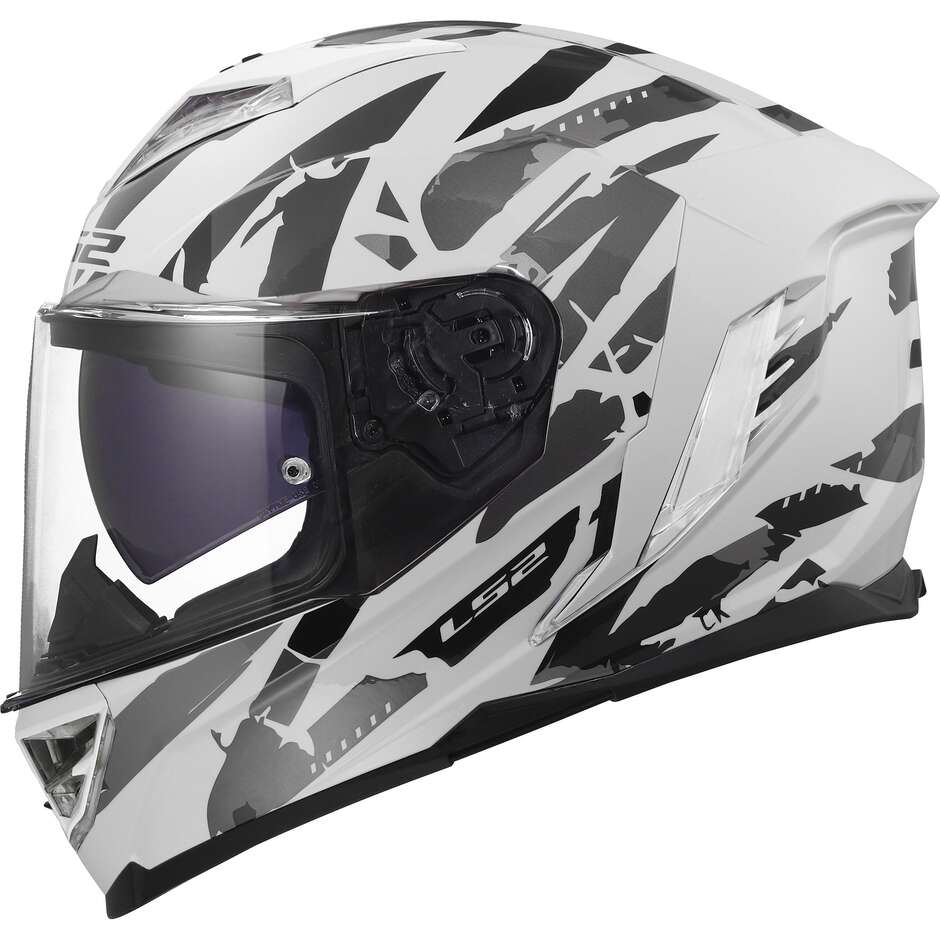 Casco Moto Integrale LS2 FF818 STORM III KAOS Bianco Grigio