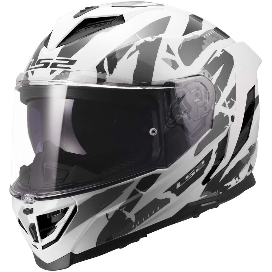 Casco Moto Integrale LS2 FF818 STORM III KAOS Bianco Grigio
