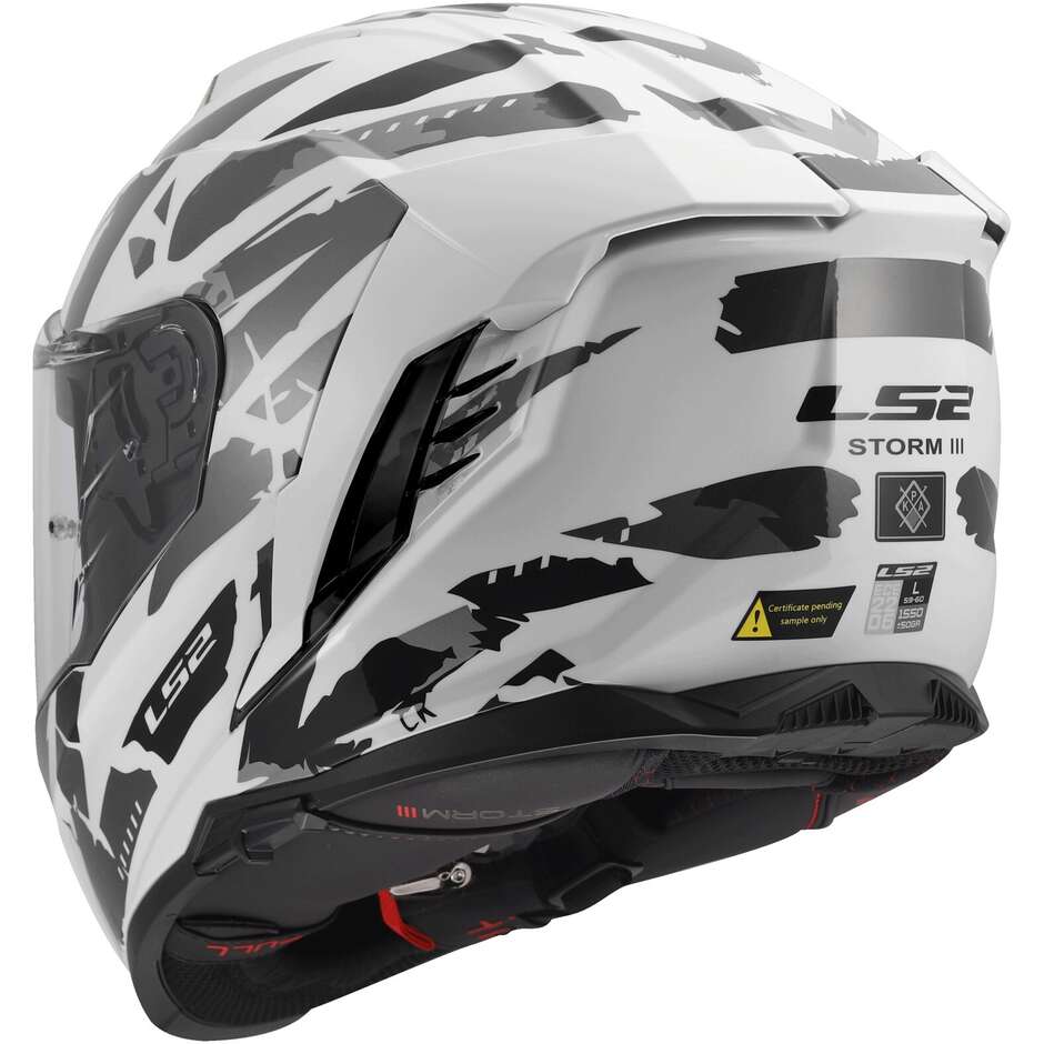 Casco Moto Integrale LS2 FF818 STORM III KAOS Bianco Grigio