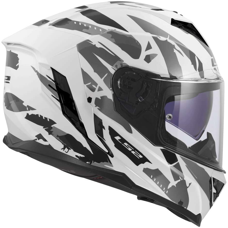 Casco Moto Integrale LS2 FF818 STORM III KAOS Bianco Grigio