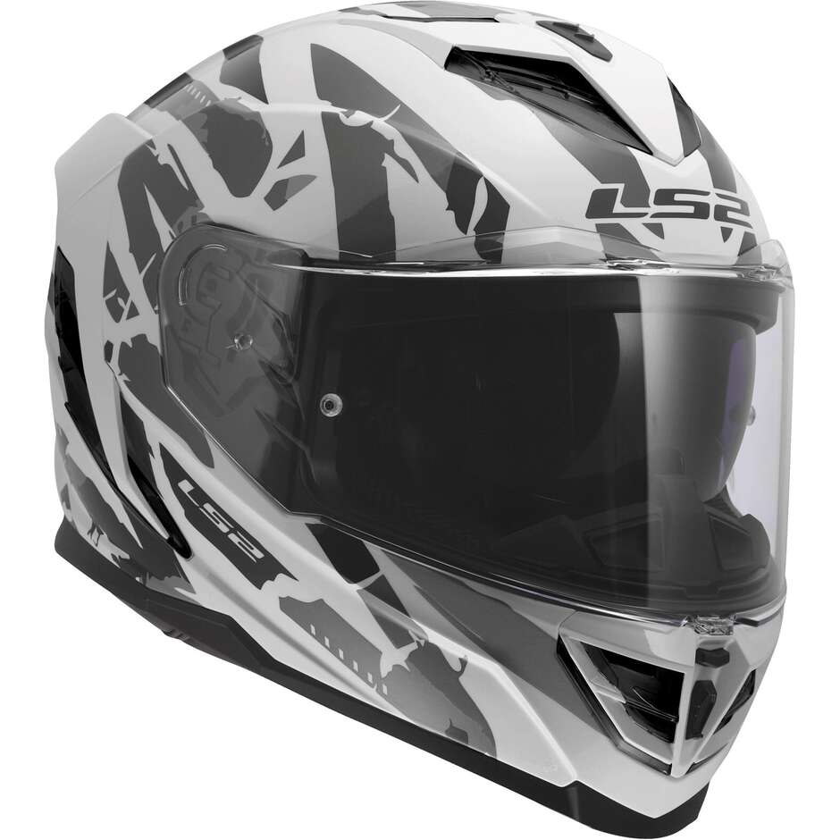 Casco Moto Integrale LS2 FF818 STORM III KAOS Bianco Grigio