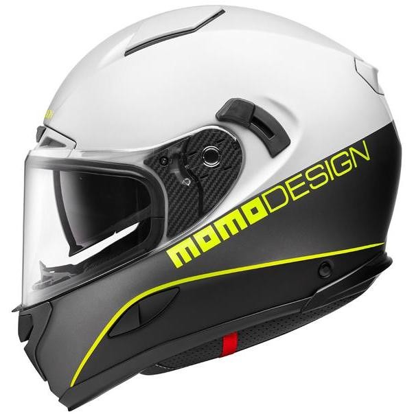 Casco Moto Integrale Momo Design HORNET Bianco Asfalto Giallo Fluo