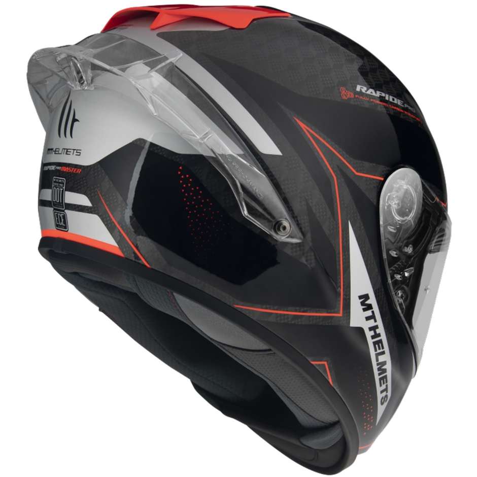 Casco Moto Integrale Mt Helmet RAPIDE PRO MASTER B5 Rosso Fluo Lucido