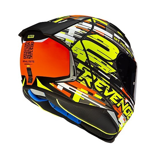 Casco Moto Integrale Mt Helmet REVENGE 2 BAYE A4 Giallo Fluo Perla Lucido