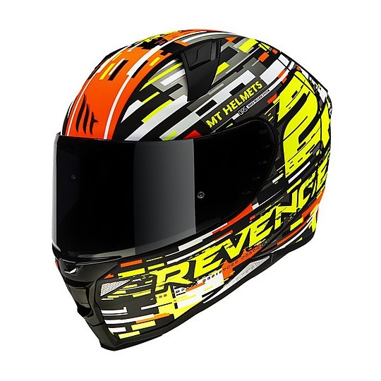 Casco Moto Integrale Mt Helmet REVENGE 2 BAYE A4 Giallo Fluo Perla Lucido