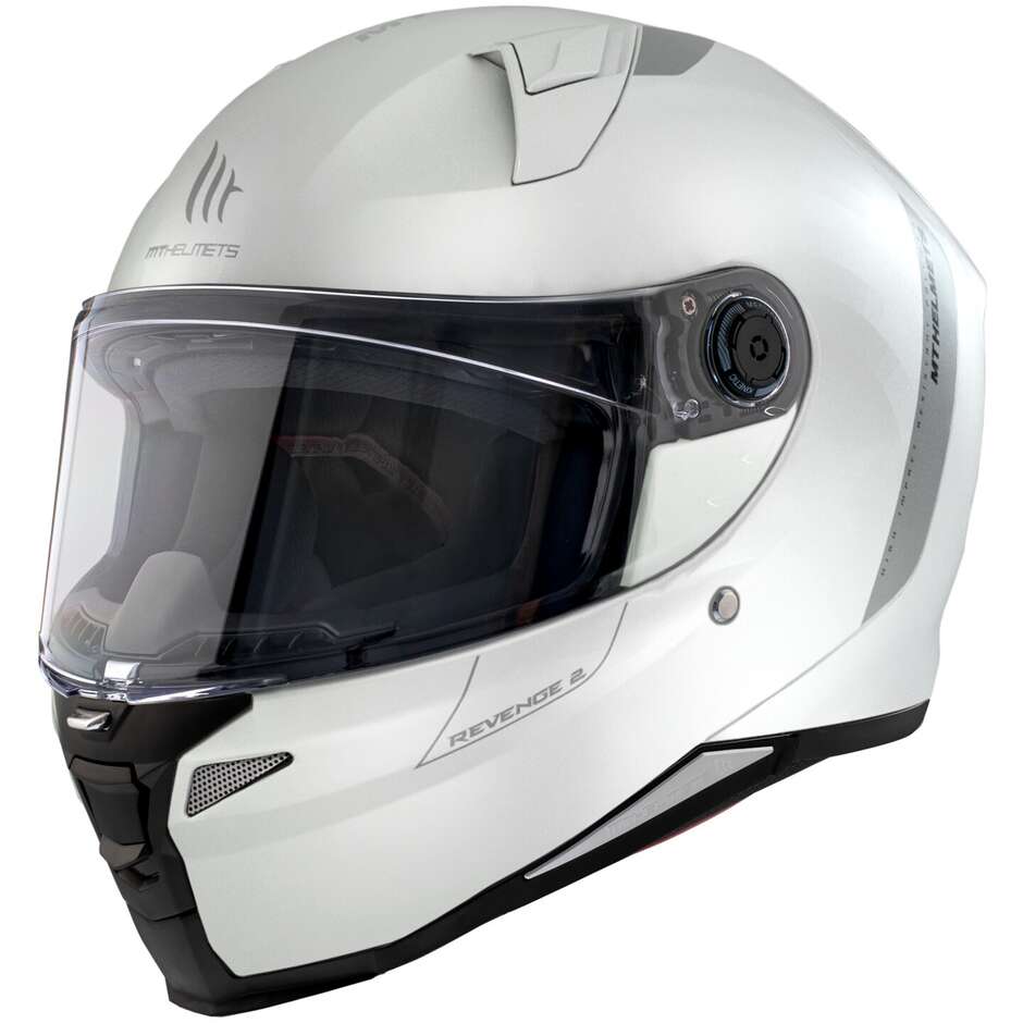 Casco Moto Integrale Mt Helmet REVENGE 2 S Solid A0 Bianco Lucido