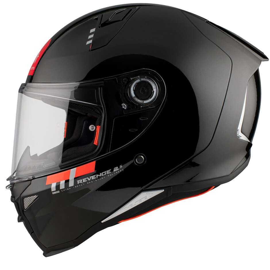 Casco Moto Integrale Mt Helmet REVENGE 2 S Solid A1 Nero Lucido