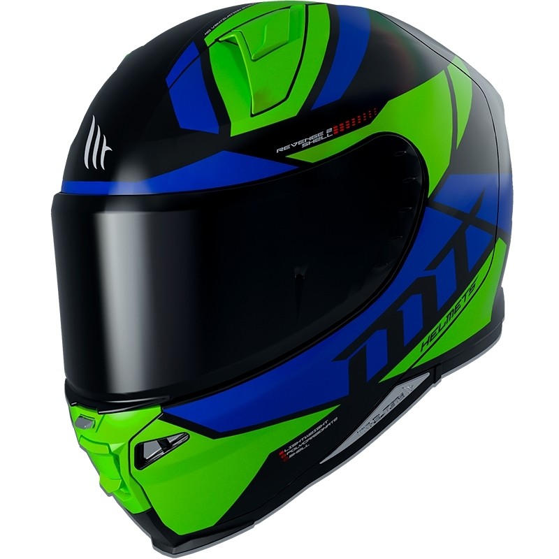 Casco Moto Integrale Mt Helmet REVENGE 2 SCALPEL A3 Lucido Fluo