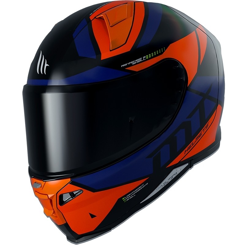 Casco Moto Integrale Mt Helmet REVENGE 2 SCALPEL A4 Arancio Fluo Lucido