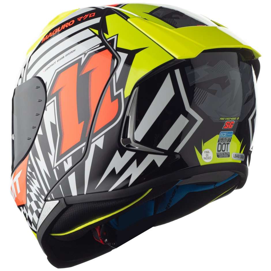 Casco Moto Integrale Mt Helmet REVENGE 2 SERGIO GARCIA A3 Giallo Perlato