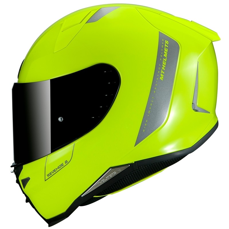 Casco Moto Integrale Mt Helmet REVENGE 2 Solid A3 Solid Giallo Fluo